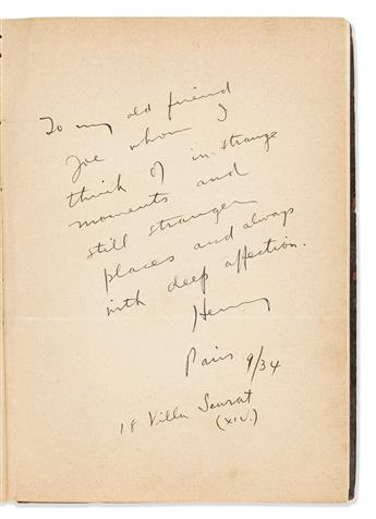 Miller, Henry (1891-1980) Tropic of Cancer, Signed and Inscribed First Edition in a Special Binding.